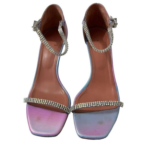 Amina Muaddi Ursina Crystal Embellished Sandal Heels Size 39.5 - Picture 5 of 9